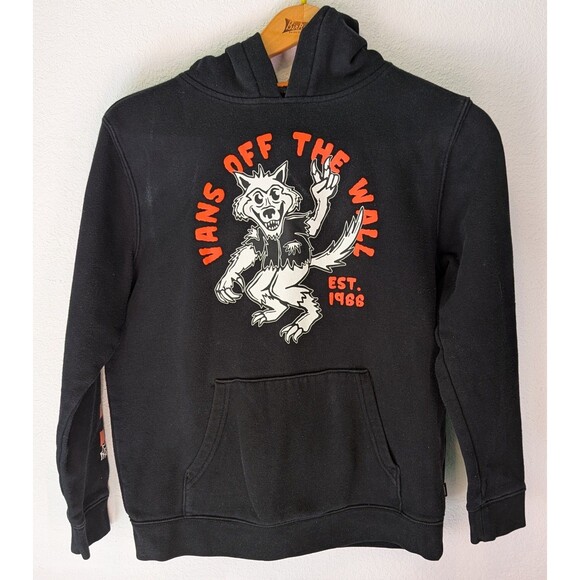 Vans Off The Wall Youth Size L Large Black Hoodie Spider Web Jacket (895m) - Picture 1 of 4